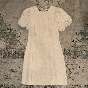 Linen puff-sleeve mini